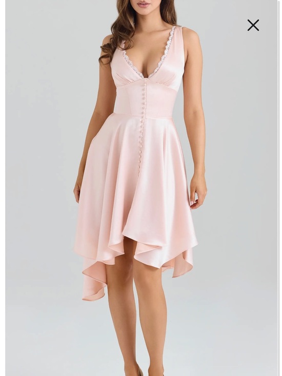 House of CB Dresses & Skirts - House of CB Pale Pink Asymmetrical Satin Dress